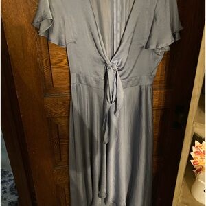 Amanda Tie Feint cutout High- low Satin dress